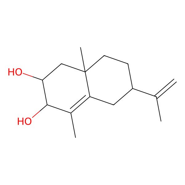 2D Structure of 6-Isopropenyl-4,8a-dimethyl-1,2,3,5,6,7,8,8a-octahydronaphthalene-2,3-diol