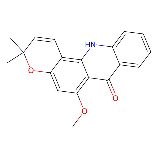 2D Structure of 6-methoxy-3,3-dimethyl-12H-pyrano[2,3-c]acridin-7-one