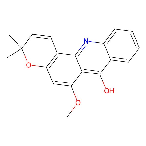 2D Structure of 6-methoxy-3,3-dimethylpyrano[2,3-c]acridin-7-ol