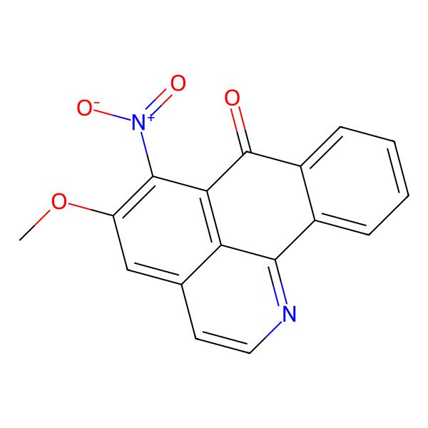 2D Structure of 11-Methoxy-10-nitro-16-azatetracyclo[7.7.1.02,7.013,17]heptadeca-1(16),2,4,6,9(17),10,12,14-octaen-8-one