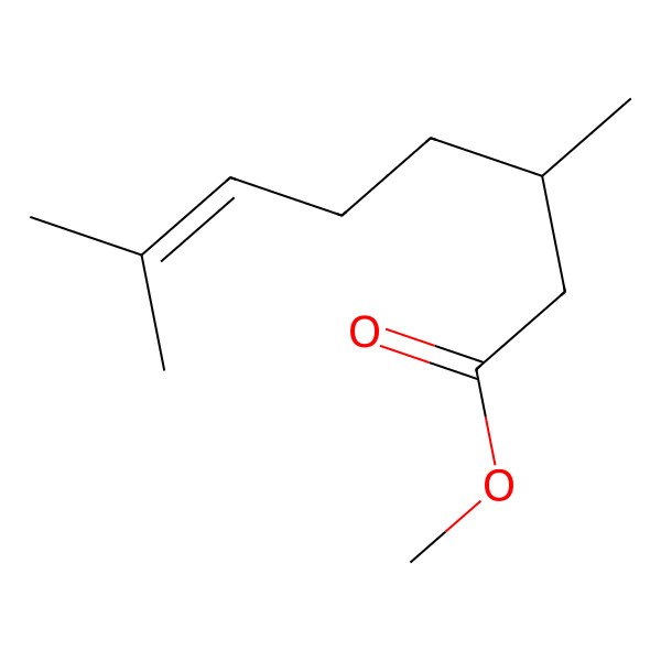 2D Structure of 6-Octenoic acid, 3,7-dimethyl-, methyl ester, (S)-