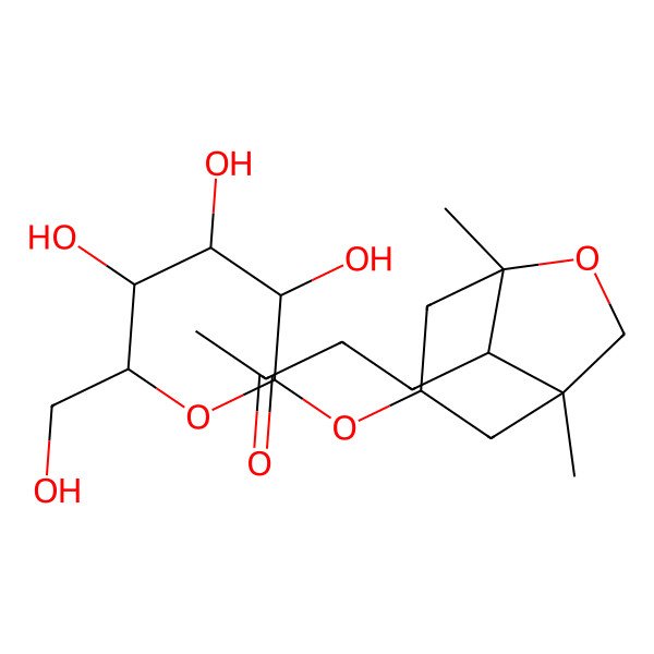 2D Structure of 4-[(3S,8R)-1,5-dimethyl-3-[(2R,3R,4S,5S,6R)-3,4,5-trihydroxy-6-(hydroxymethyl)oxan-2-yl]oxy-6-oxabicyclo[3.2.1]octan-8-yl]butan-2-one