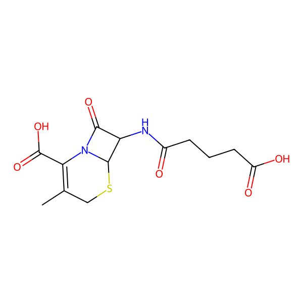 2D Structure of (6R,7R)-7-[(4-carboxy-1-oxobutyl)amino]-3-methyl-8-oxo-5-thia-1-azabicyclo[4.2.0]oct-2-ene-2-carboxylic acid