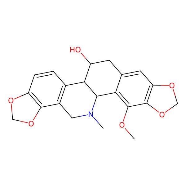 2D Structure of 3-Methoxy-24-methyl-5,7,18,20-tetraoxa-24-azahexacyclo[11.11.0.02,10.04,8.014,22.017,21]tetracosa-2,4(8),9,14(22),15,17(21)-hexaen-12-ol