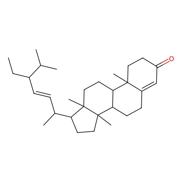 2D Structure of 17-(4-Ethyl-1,5-dimethyl-hex-2-enyl)-10,13,14-trimethyl-1,2,6,7,8,9,10,11,12,13,14,15,16,17-tetradecahydro-cyclopenta[a]phenanthren-3-one