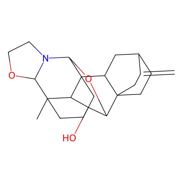 2D Structure of (7R,12S,20S,21R)-12-methyl-4-methylidene-14,19-dioxa-17-azaheptacyclo[10.7.2.22,5.02,7.08,18.08,21.013,17]tricosan-20-ol