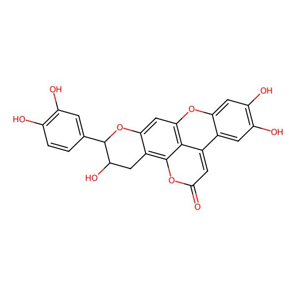 2D Structure of (16S,17R)-17-(3,4-dihydroxyphenyl)-5,6,16-trihydroxy-2,12,18-trioxapentacyclo[11.7.1.03,8.09,21.014,19]henicosa-1(21),3,5,7,9,13,19-heptaen-11-one