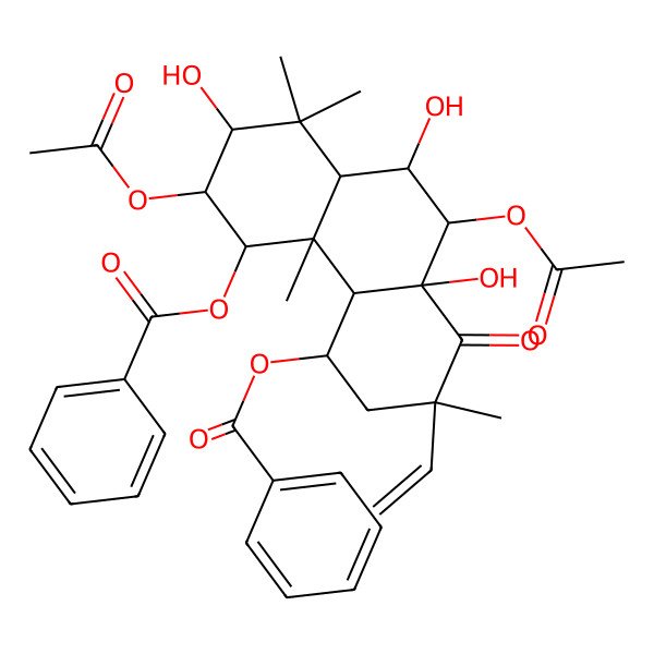 2D Structure of [(2R,4R,4aS,4bS,5R,6S,7S,8aS,9S,10R,10aR)-6,10-diacetyloxy-5-benzoyloxy-2-ethenyl-7,9,10a-trihydroxy-2,4b,8,8-tetramethyl-1-oxo-4,4a,5,6,7,8a,9,10-octahydro-3H-phenanthren-4-yl] benzoate
