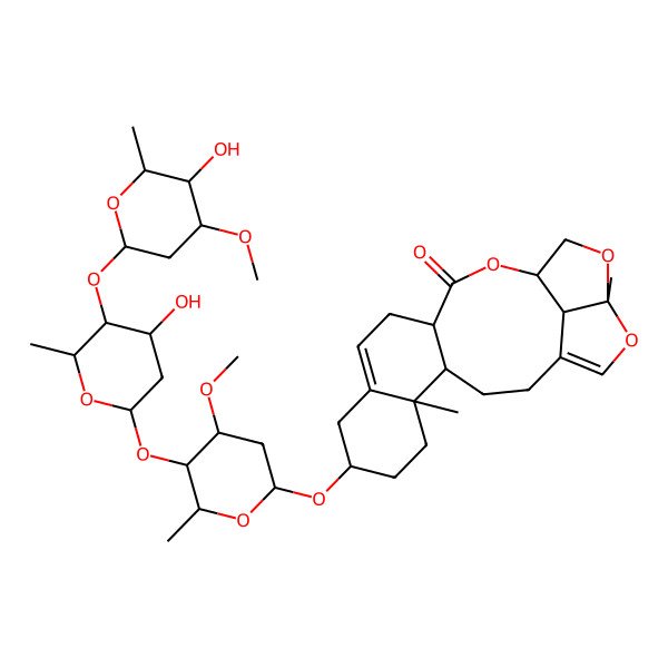 2D Structure of (4S,5R,8S,13R,16S,19R,22R)-8-[(2R,4R,5R,6R)-5-[(2S,4S,5S,6R)-4-hydroxy-5-[(2R,4R,5R,6R)-5-hydroxy-4-methoxy-6-methyloxan-2-yl]oxy-6-methyloxan-2-yl]oxy-4-methoxy-6-methyloxan-2-yl]oxy-5,19-dimethyl-15,18,20-trioxapentacyclo[14.5.1.04,13.05,10.019,22]docosa-1(21),10-dien-14-one