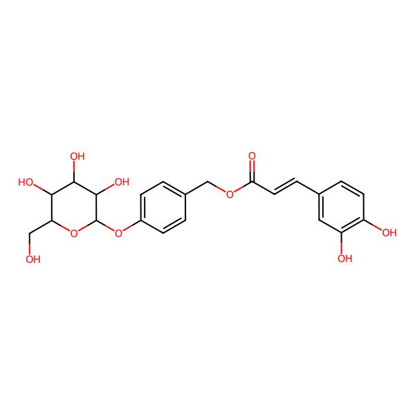 2D Structure of [4-[(2S,3R,4S,5S,6R)-3,4,5-trihydroxy-6-(hydroxymethyl)oxan-2-yl]oxyphenyl]methyl (E)-3-(3,4-dihydroxyphenyl)prop-2-enoate