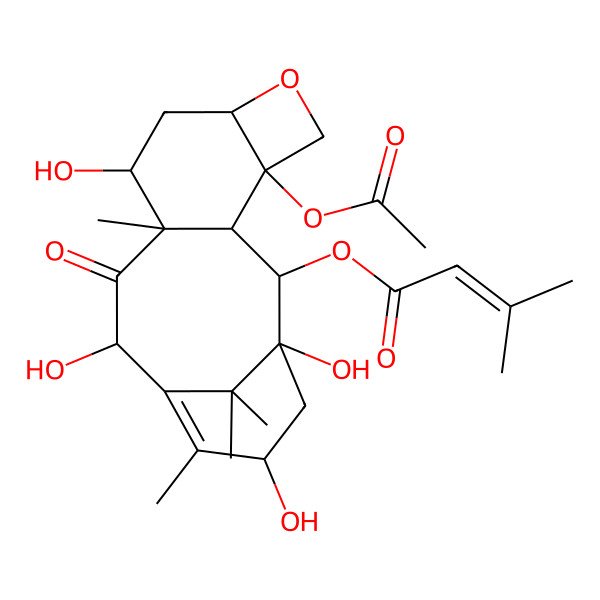 2D Structure of [(1S,2S,3R,4S,7R,9S,10S,12R,15S)-4-acetyloxy-1,9,12,15-tetrahydroxy-10,14,17,17-tetramethyl-11-oxo-6-oxatetracyclo[11.3.1.03,10.04,7]heptadec-13-en-2-yl] 3-methylbut-2-enoate