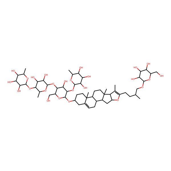 2D Structure of (2S,3R,4R,5R,6S)-2-[(2S,3R,4S,5R,6S)-4,5-dihydroxy-6-[(2R,3S,4S,5R,6R)-4-hydroxy-2-(hydroxymethyl)-5-[(2S,3R,4R,5R,6S)-3,4,5-trihydroxy-6-methyloxan-2-yl]oxy-6-[[(1S,2S,4S,8S,9S,12S,13R,16S)-7,9,13-trimethyl-6-[(3R)-3-methyl-4-[(2R,3R,4S,5S,6R)-3,4,5-trihydroxy-6-(hydroxymethyl)oxan-2-yl]oxybutyl]-5-oxapentacyclo[10.8.0.02,9.04,8.013,18]icosa-6,18-dien-16-yl]oxy]oxan-3-yl]oxy-2-methyloxan-3-yl]oxy-6-methyloxane-3,4,5-triol