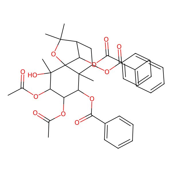 2D Structure of [(1S,2S,3S,4S,5R,6R,7S,9R,12R)-3,4-diacetyloxy-5,12-dibenzoyloxy-2-hydroxy-2,6,10,10-tetramethyl-11-oxatricyclo[7.2.1.01,6]dodecan-7-yl] benzoate