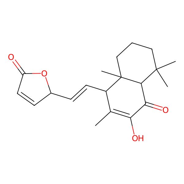 2D Structure of 2-[(E)-2-[(1R,4aS,8aR)-3-hydroxy-2,5,5,8a-tetramethyl-4-oxo-4a,6,7,8-tetrahydro-1H-naphthalen-1-yl]ethenyl]-2H-furan-5-one
