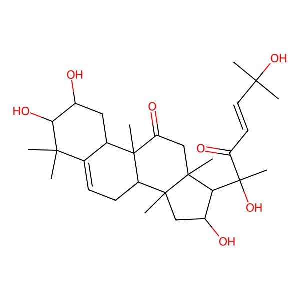 2D Structure of (2S,3S,8S,9R,10R,13R,14S,16R)-17-[(E)-2,6-dihydroxy-6-methyl-3-oxohept-4-en-2-yl]-2,3,16-trihydroxy-4,4,9,13,14-pentamethyl-1,2,3,7,8,10,12,15,16,17-decahydrocyclopenta[a]phenanthren-11-one