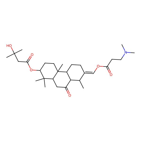 2D Structure of [(2S,4aR,7Z,8aS)-7-[3-(dimethylamino)propanoyloxymethylidene]-1,1,4a,8-tetramethyl-9-oxo-2,3,4,4b,5,6,8,8a,10,10a-decahydrophenanthren-2-yl] 3-hydroxy-3-methylbutanoate