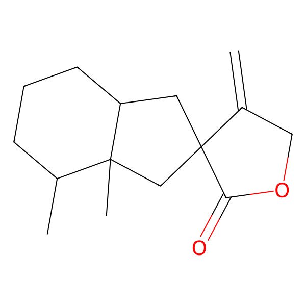 2D Structure of (3R)-1',3',3'a,4,4',5,5',6',7',7'aalpha-Decahydro-3'abeta,4'beta-dimethyl-4-methylenespiro[furan-3(2H),2'-[2H]indene]-2-one