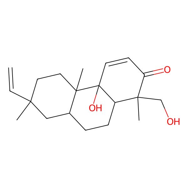 2D Structure of (1S,4aS,4bR,7R,8aR,10aS)-7-ethenyl-4a-hydroxy-1-(hydroxymethyl)-1,4b,7-trimethyl-6,8,8a,9,10,10a-hexahydro-5H-phenanthren-2-one