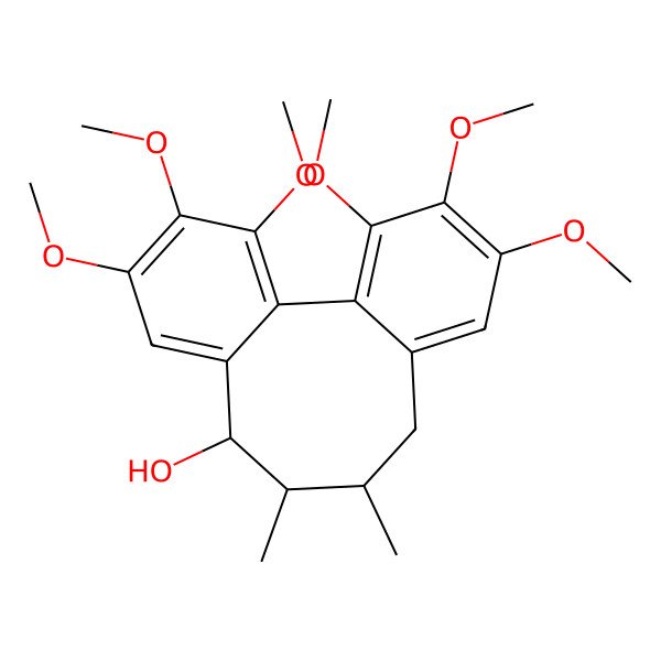 2D Structure of (8R,9S,10S)-3,4,5,14,15,16-hexamethoxy-9,10-dimethyltricyclo[10.4.0.02,7]hexadeca-1(16),2,4,6,12,14-hexaen-8-ol