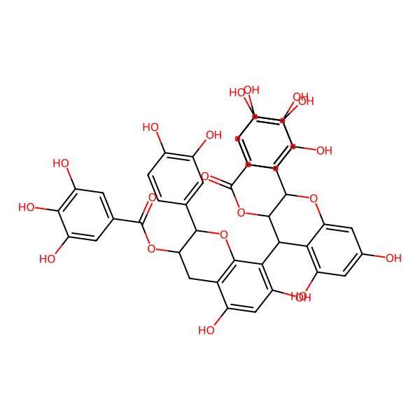 2D Structure of (2R,2'R,3S,3'S,4S)-2,2'-Bis(3,4-dihydroxyphenyl)-5,5',7,7'-tetrahydroxy-[4,8'-bichroman]-3,3'-diyl bis(3,4,5-trihydroxybenzoate)