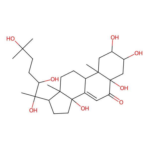 2D Structure of (2S,3R,5S,9R,10R,13R,14S,17S)-2,3,5,14-tetrahydroxy-10,13-dimethyl-17-[(2S,3R)-2,3,6-trihydroxy-6-methylheptan-2-yl]-1,2,3,4,9,11,12,15,16,17-decahydrocyclopenta[a]phenanthren-6-one