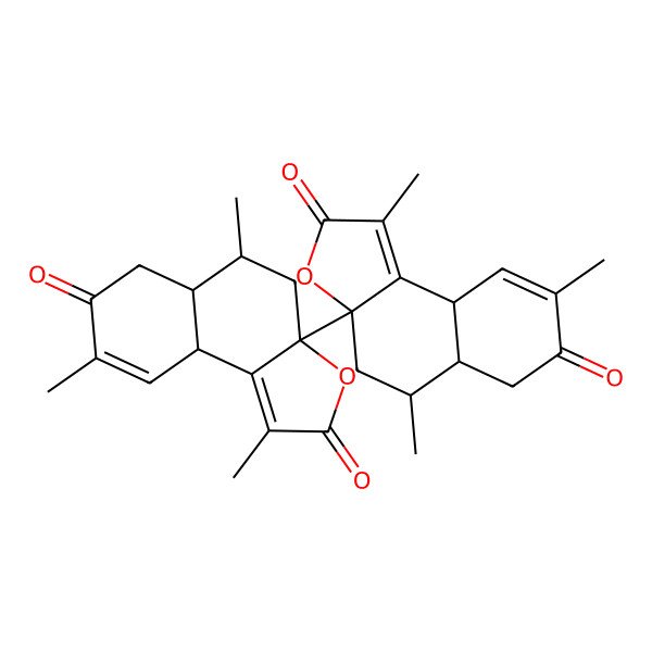 2D Structure of (3aR,5R,5aS,9aR)-3a-[(3aR,5R,5aS,9aR)-1,5,8-trimethyl-2,7-dioxo-5,5a,6,9a-tetrahydro-4H-benzo[e][1]benzofuran-3a-yl]-1,5,8-trimethyl-5,5a,6,9a-tetrahydro-4H-benzo[e][1]benzofuran-2,7-dione