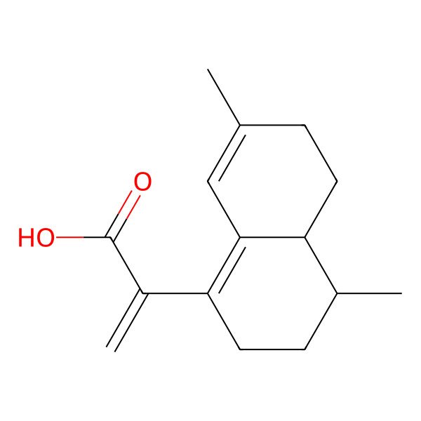 2D Structure of 2-[(4R,4aS)-4,7-dimethyl-2,3,4,4a,5,6-hexahydronaphthalen-1-yl]prop-2-enoic acid