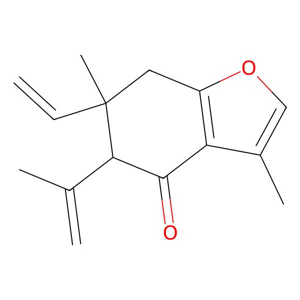 2D Structure of (5S,6S)-6-ethenyl-3,6-dimethyl-5-prop-1-en-2-yl-5,7-dihydro-1-benzofuran-4-one