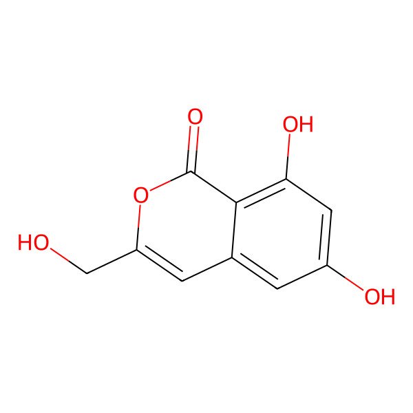 2D Structure of 6,8-Dihydroxy-3-(hydroxymethyl)-1H-2-benzopyran-1-one
