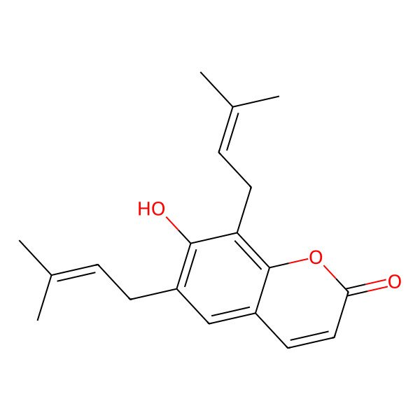 2D Structure of 7-Hydroxy-6,8-bis(3-methylbut-2-enyl)chromen-2-one