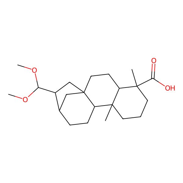 2D Structure of (1S,4S,5R,9S,10R,13R,14R)-14-(dimethoxymethyl)-5,9-dimethyltetracyclo[11.2.1.01,10.04,9]hexadecane-5-carboxylic acid