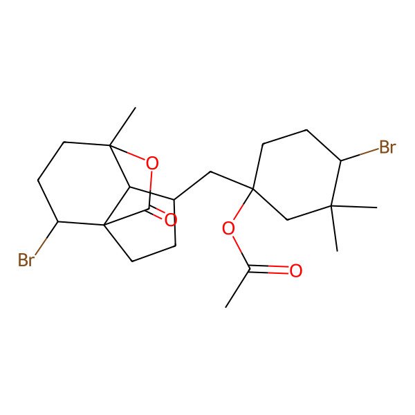 2D Structure of [(1R,4R)-4-bromo-1-[[(1R,4R,5S,6S,9R)-9-bromo-6-methyl-10-oxo-11-oxatricyclo[4.3.2.01,5]undecan-4-yl]methyl]-3,3-dimethylcyclohexyl] acetate