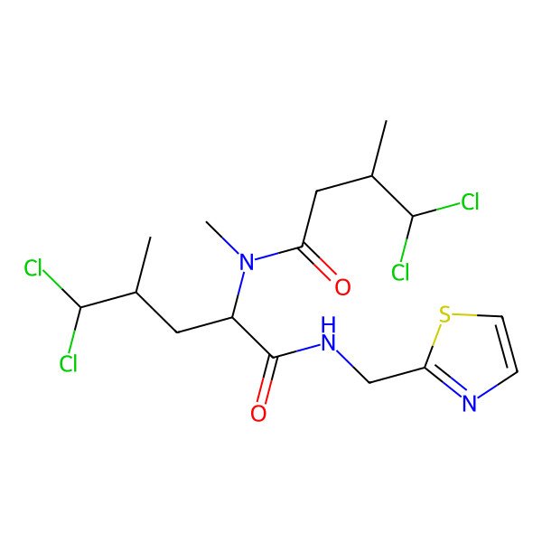 2D Structure of (2R,4S)-5,5-dichloro-2-[[(3S)-4,4-dichloro-3-methylbutanoyl]-methylamino]-4-methyl-N-(1,3-thiazol-2-ylmethyl)pentanamide