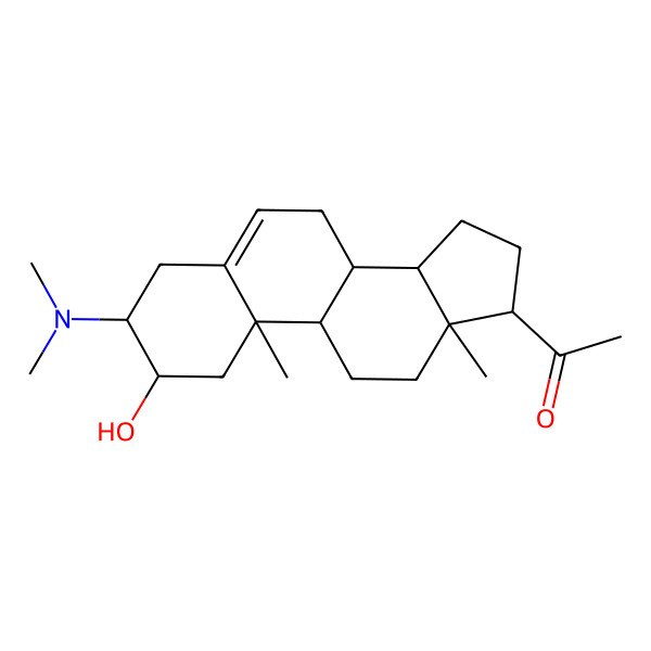 2D Structure of 1-[(10R,13S)-3-(dimethylamino)-2-hydroxy-10,13-dimethyl-2,3,4,7,8,9,11,12,14,15,16,17-dodecahydro-1H-cyclopenta[a]phenanthren-17-yl]ethanone