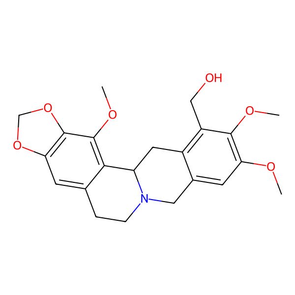 2D Structure of (3,17,18-Trimethoxy-5,7-dioxa-13-azapentacyclo[11.8.0.02,10.04,8.015,20]henicosa-2,4(8),9,15,17,19-hexaen-19-yl)methanol