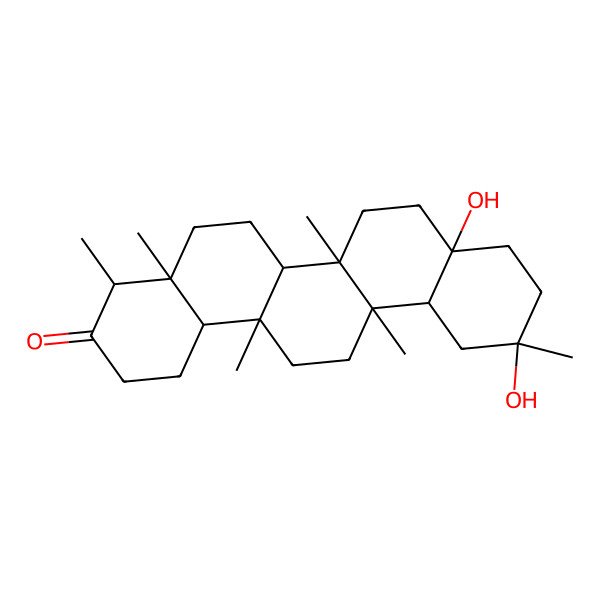 2D Structure of (4R,4aS,6aS,6aS,6bR,8aR,11R,12aS,14aS,14bS)-8a,11-dihydroxy-4,4a,6a,6b,11,14a-hexamethyl-2,4,5,6,6a,7,8,9,10,12,12a,13,14,14b-tetradecahydro-1H-picen-3-one