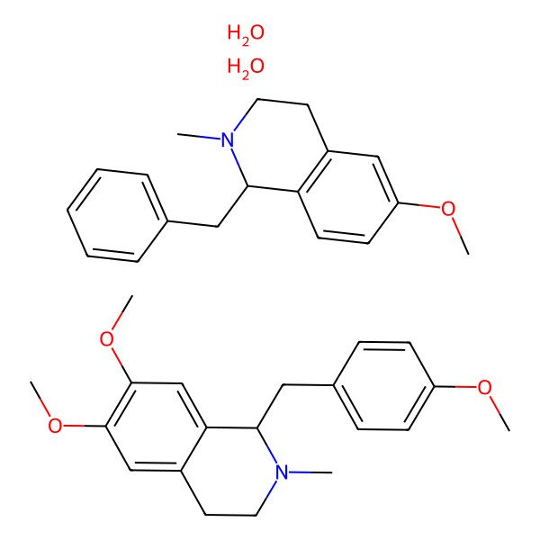 2D Structure of 1-benzyl-6-methoxy-2-methyl-3,4-dihydro-1H-isoquinoline;6,7-dimethoxy-1-[(4-methoxyphenyl)methyl]-2-methyl-3,4-dihydro-1H-isoquinoline;dihydrate