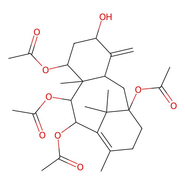 2D Structure of [(1R,3R,5S,7S,8S,9R,10R)-1,9,10-triacetyloxy-5-hydroxy-8,12,15,15-tetramethyl-4-methylidene-7-tricyclo[9.3.1.03,8]pentadec-11-enyl] acetate