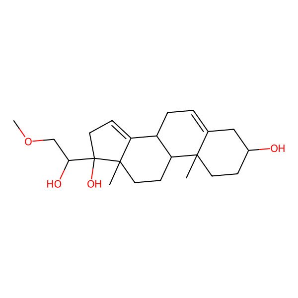 2D Structure of 17-(1-Hydroxy-2-methoxyethyl)-10,13-dimethyl-1,2,3,4,7,8,9,11,12,16-decahydrocyclopenta[a]phenanthrene-3,17-diol