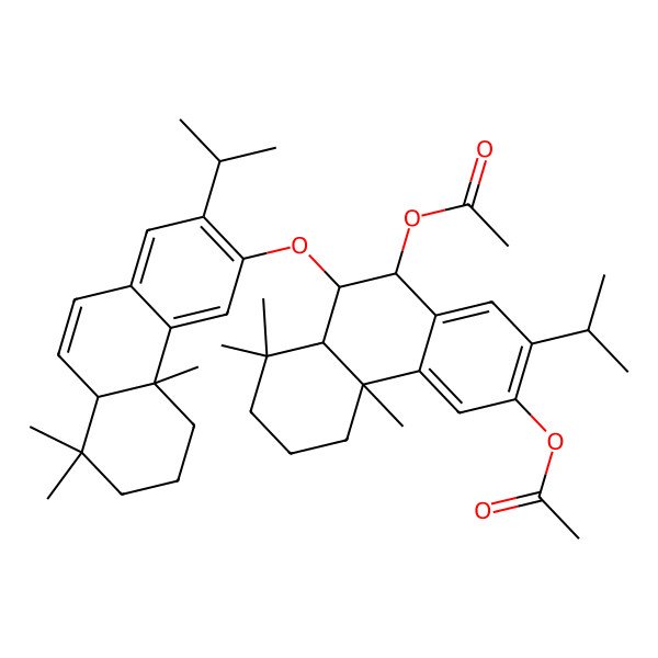 2D Structure of [(4aS,9S,10R,10aS)-6-acetyloxy-10-[[(4bS,8aS)-4b,8,8-trimethyl-2-propan-2-yl-5,6,7,8a-tetrahydrophenanthren-3-yl]oxy]-1,1,4a-trimethyl-7-propan-2-yl-2,3,4,9,10,10a-hexahydrophenanthren-9-yl] acetate