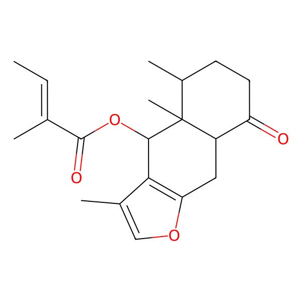 2D Structure of [(4R,4aR,5S,8aR)-3,4a,5-trimethyl-8-oxo-4,5,6,7,8a,9-hexahydrobenzo[f][1]benzofuran-4-yl] (Z)-2-methylbut-2-enoate