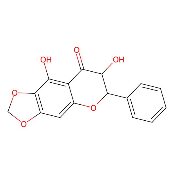 2D Structure of (6R,7R)-7,9-dihydroxy-6-phenyl-6,7-dihydro-[1,3]dioxolo[4,5-g]chromen-8-one