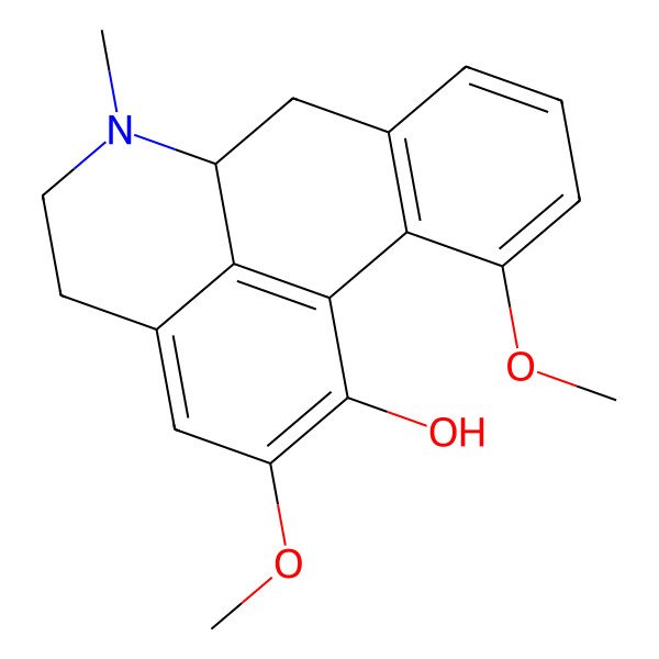 2D Structure of (6aR)-2,11-dimethoxy-6-methyl-5,6,6a,7-tetrahydro-4H-dibenzo[de,g]quinolin-1-ol