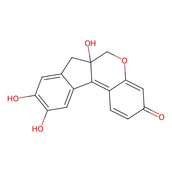 2D Structure of (6aS)-6a,9,10-trihydroxy-6,7-dihydroindeno[2,1-c]chromen-3-one