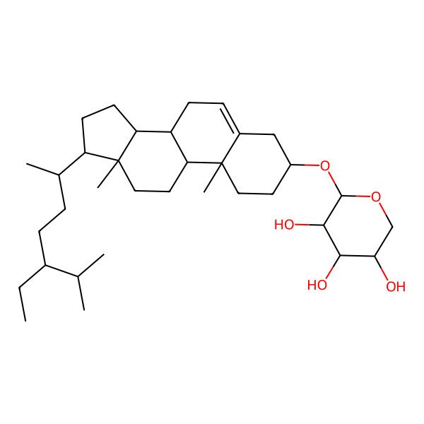 2D Structure of (2S,3R,4S,5R)-2-[[(3S,8S,9S,10R,13R,14S,17R)-17-[(2R)-5-ethyl-6-methylheptan-2-yl]-10,13-dimethyl-2,3,4,7,8,9,11,12,14,15,16,17-dodecahydro-1H-cyclopenta[a]phenanthren-3-yl]oxy]oxane-3,4,5-triol