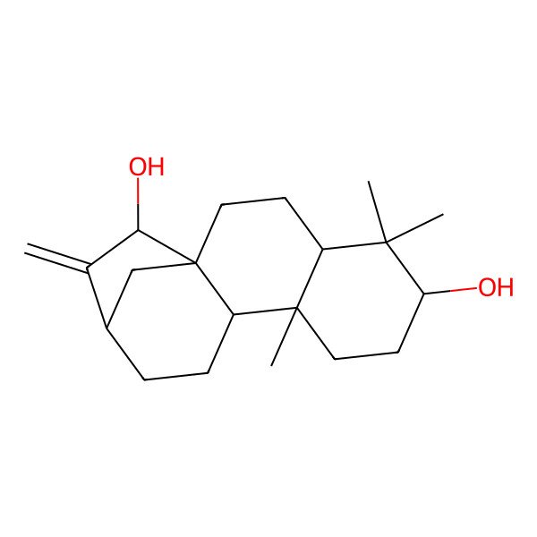 2D Structure of (1S,4S,6R,9R,10S,13S,15R)-5,5,9-trimethyl-14-methylidenetetracyclo[11.2.1.01,10.04,9]hexadecane-6,15-diol