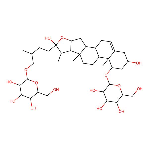 2D Structure of (2R,3R,4S,5S,6R)-2-[(2S)-4-[(1S,2S,4S,6R,7S,8R,9S,12S,13R,14R,16R)-6,16-dihydroxy-7,9,13-trimethyl-14-[(2R,3R,4S,5R,6R)-3,4,5-trihydroxy-6-(hydroxymethyl)oxan-2-yl]oxy-5-oxapentacyclo[10.8.0.02,9.04,8.013,18]icos-18-en-6-yl]-2-methylbutoxy]-6-(hydroxymethyl)oxane-3,4,5-triol