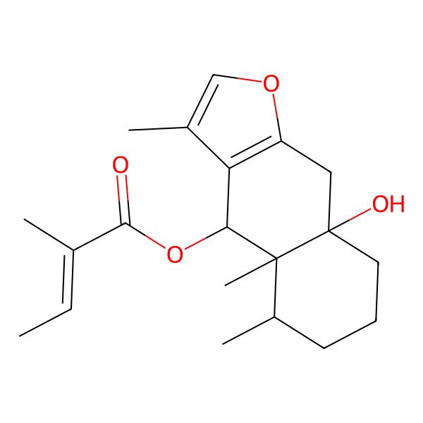 2D Structure of 6beta-Angeloyloxy-10beta-hydroxyfuranoeremophilane