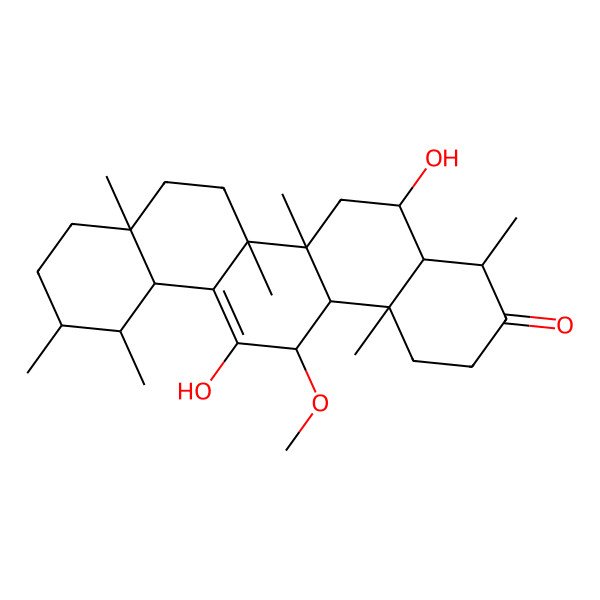 2D Structure of 6beta,12-Dihydroxy-11alpha-methoxy-24-norurs-12-ene-3-one