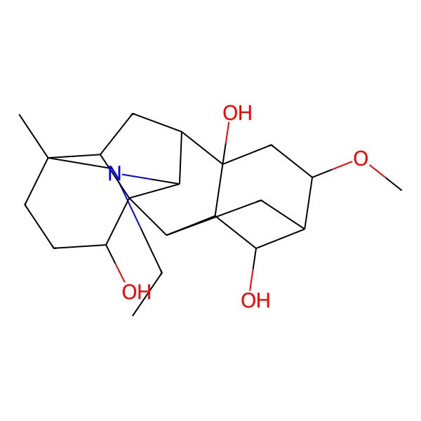 2D Structure of (1S,2R,4S,5S,6S,8S,9S,10R,13R,16S,17S)-11-ethyl-6-methoxy-13-methyl-11-azahexacyclo[7.7.2.12,5.01,10.03,8.013,17]nonadecane-4,8,16-triol